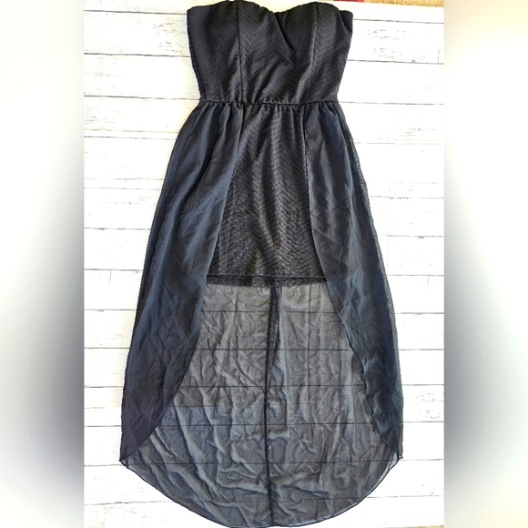 Rue21 Black Sleeveless High Low Sheer Chiffon Bustier Top Flowy Bottom Size M - Picture 10 of 10